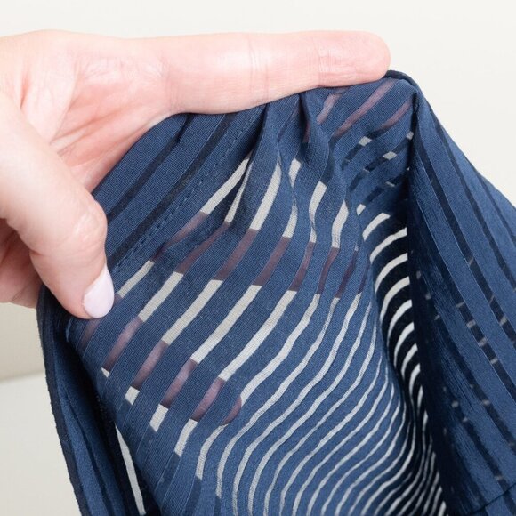 Akris Punto Navy Sheer Striped Blazer Jacket Silk Blend - Picture 13 of 16